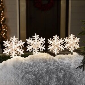 4 GE StayBright Warm White Snowflake LED Pathway Lights - 2127378 - NEW